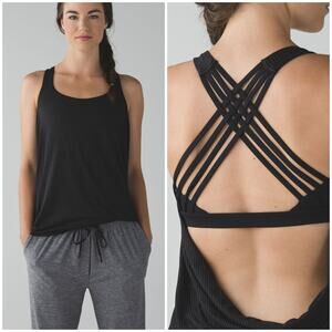 Lululemon Wild Tank Black Size 6 *Vintage Strappy All-in-1 Bra Top Yoga Gym